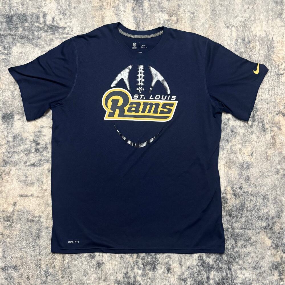 Nike St Louis Rams Dri-FIT Shirt Mens XL Navy Blue NFL Team Apparel T-Shirt